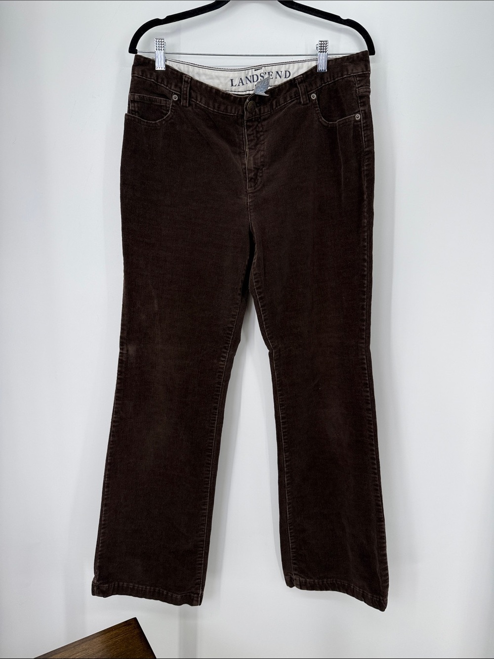 Lands End Classic midrise bootcut Corduroy Jeans in Dark Brown Sz 12 - Picture 2 of 10